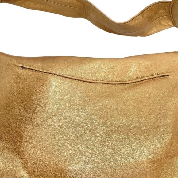 BOLSA Women's Handbag Leather Hobo Gold Baguette - Picture 9 of 14